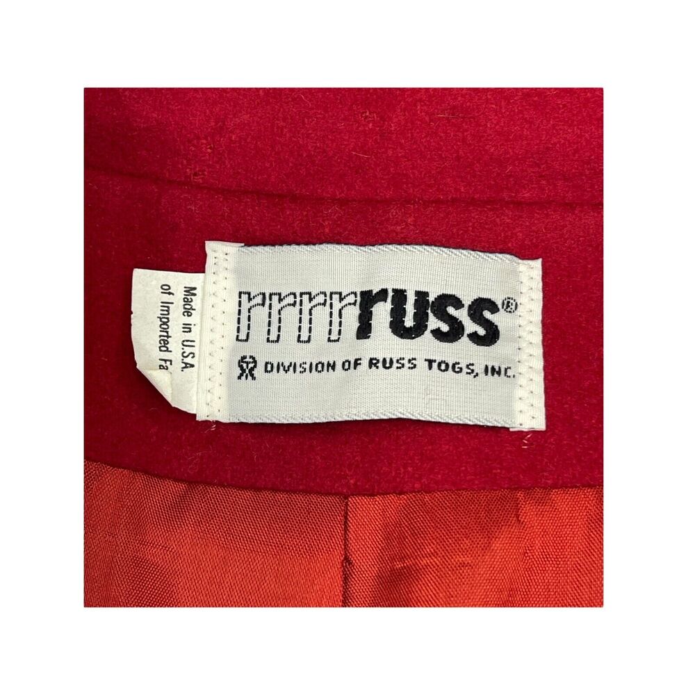 VTG Rrrrruss ILGWU Blazer Jacket Womens 07 Red Lined Notch Lapel Single-Breasted - Picture 12 of 12